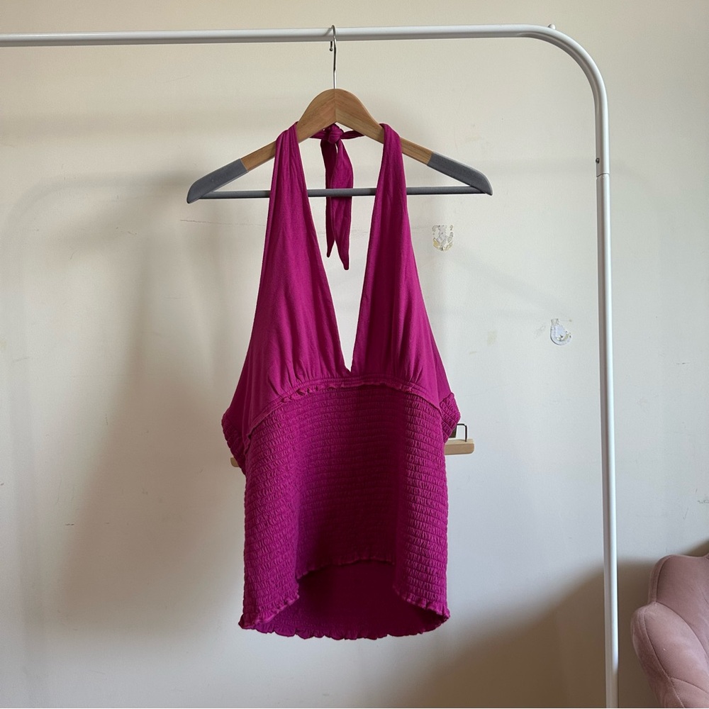 Anthropologie | Fuchsia Halter Top | Size XL